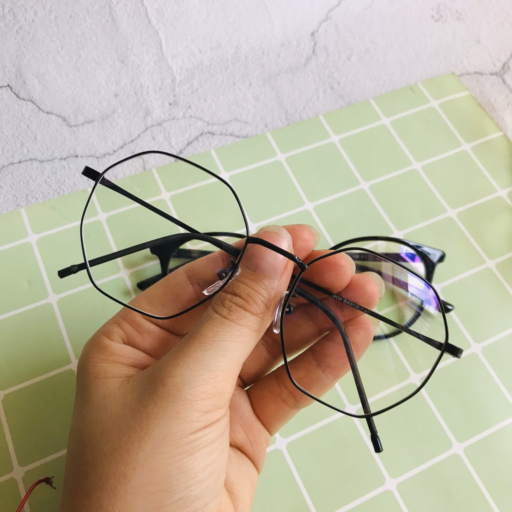 Kính mắt đa giác không độ chống bụi thời trang nam nữ