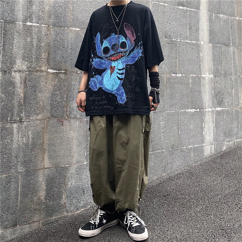 Áo phông nam, áo phông nam form rộng tay lỡ ulzzang màu đen trắng hiphop thời trang đường phố hàn quốc | BigBuy360 - bigbuy360.vn