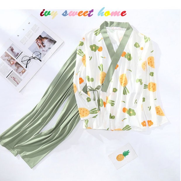 Kimono Nữ Mặc Nhà Cotton 🌱 Áo Choàng Mặc Ngủ 🌱 Áo Khoác Tắm Họa Tiết Xinh Xắn IV055 | BigBuy360 - bigbuy360.vn