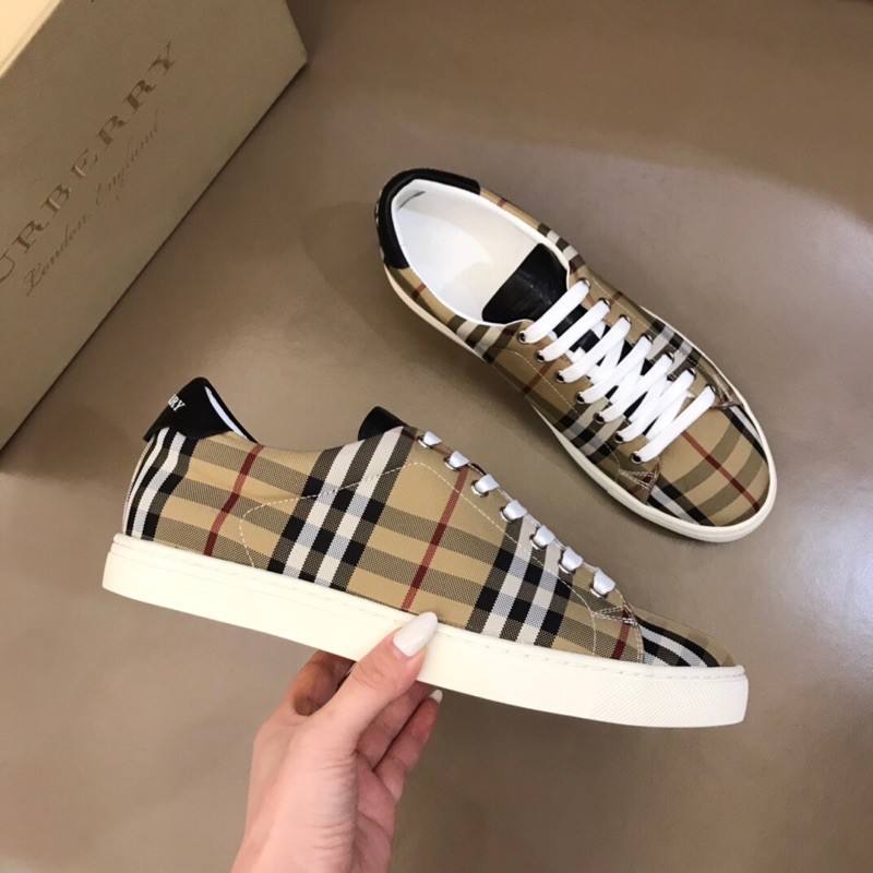 Giày thể thao/sneaker nam thương hiệu Burberry da thật cao cấp thiết kế kẻ caro cổ điển phong cách