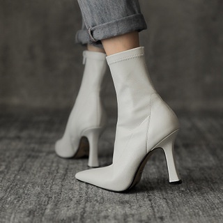 SẴN BOOTS LỬNG DA MŨI NHỌN sexy gót dày 8cm Fullbox Sang chảnh Cao Cấp B094