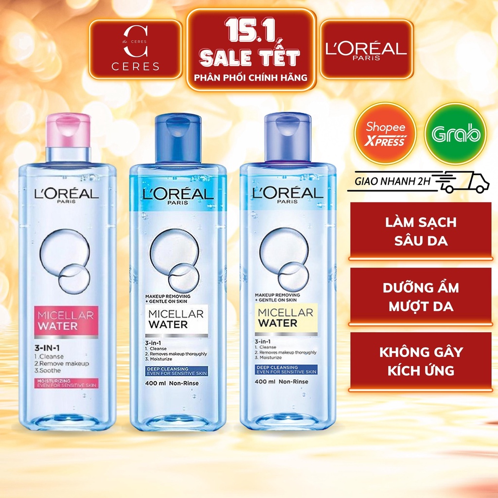 Nước Tẩy Trang Loreal - Tẩy Trang L'oreal Micellar Water 400ml Skincare Dưỡng Da