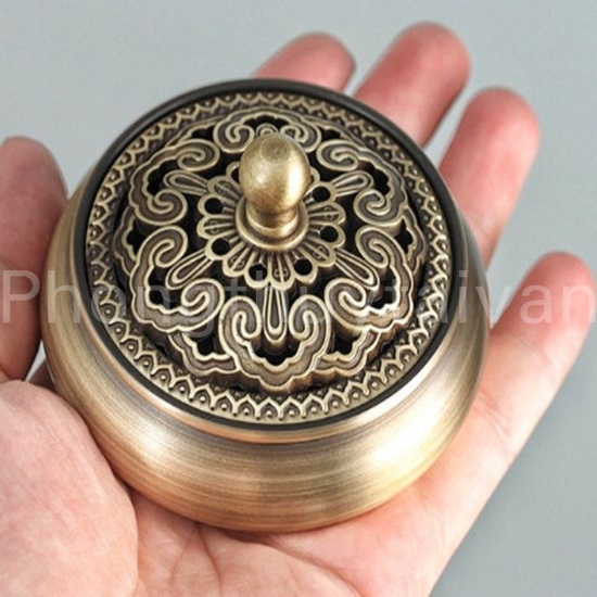 Lư hương xông trầm Đồng HOA SEN 7,8cm*6.5cm*5cm (bàn thờ gia tiên, thánh, thần, phật, ....)