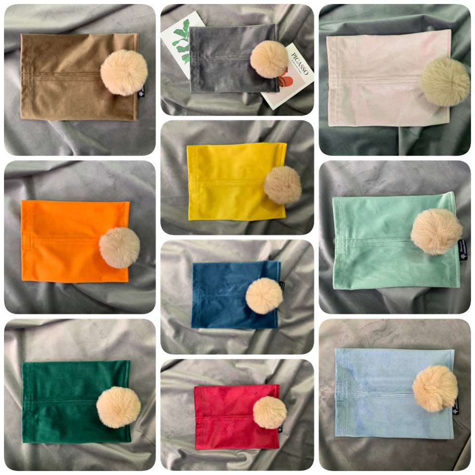 Túi đựng khăn giấy vải nhung sang trọng nhiều màu Liminho Shop