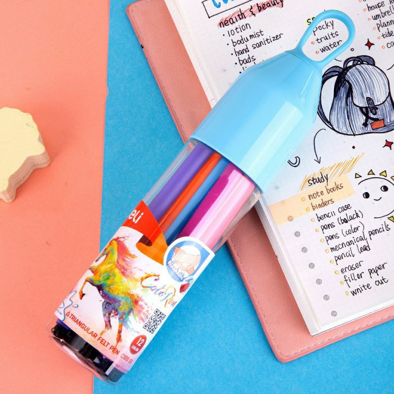 Bút màu nước 12 màu /18 màu / 24 màu / 36 màu hộp nhựa có quai sách tiện dụng , màu sắc tươi sáng - 1 hộp