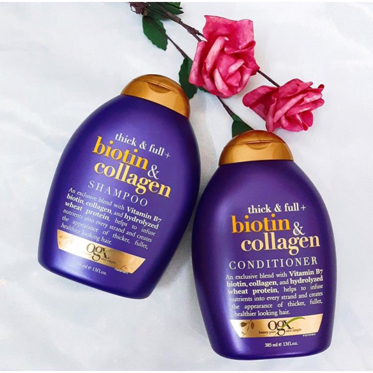 Bộ Gội Xả Biotin Collagen Tím, Làm Dày Tóc 385ml GentsOfficialStore