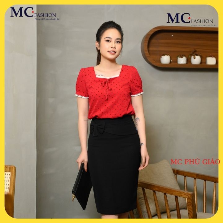 Áo Sơ Mi Kiểu Nữ Kẻ Sọc Caro Công Sở Mc Fashion Màu Vàng Đỏ TA965
