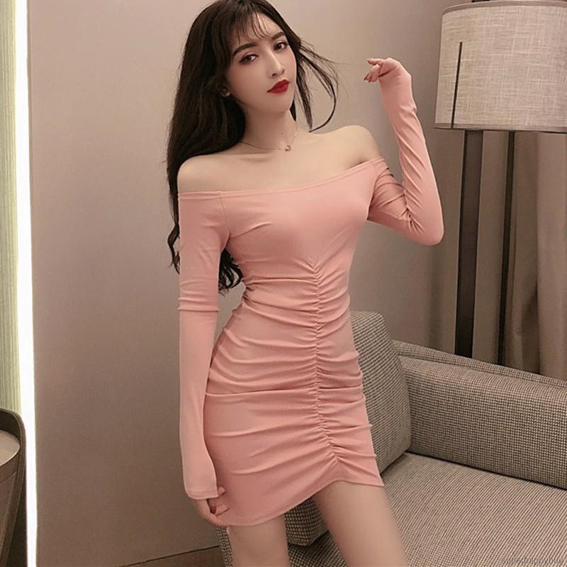 Đầm ôm tay dài thiết kế trễ vai quyến rũ cho nữ