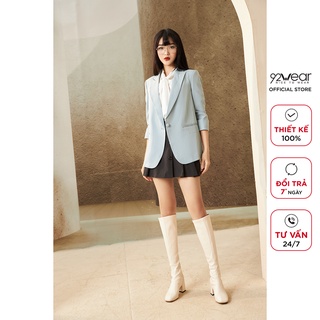 Áo vest nữ tay lỡ cổ bẻ 92WEAR, kiểu dáng hàn quốc trẻ trung, chất dạ cao cấp VDA2093