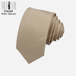 Cà vạt Nam màu da nude bản nhỏ cao cấp gân tăm 6cm