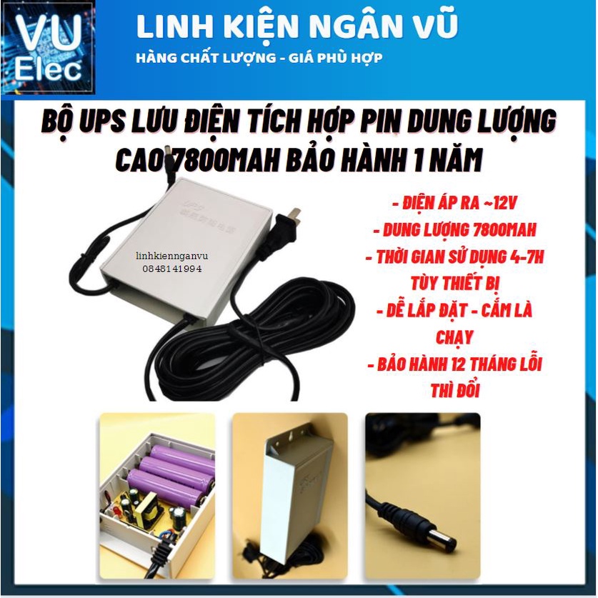 Bộ lưu điện DUNG LƯỢNG CAO 7800mAh Wifi Camera - UPS 12V/9V/ 5V(chạy wifi được 4-12 giờ) kèm Nguồn bảo hành 3 tháng