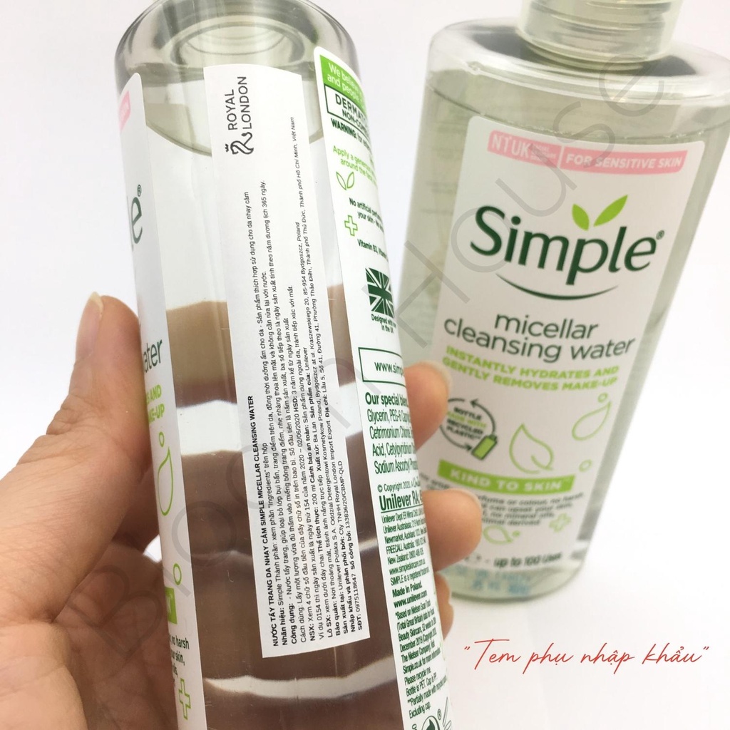 Nước Tẩy Trang Simple Micellar Cleansing Water 200ml | BigBuy360 - bigbuy360.vn