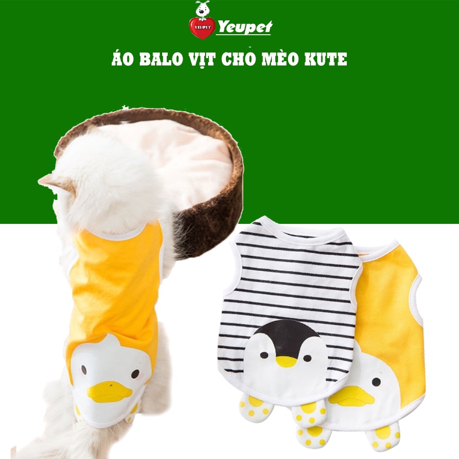 Áo ba lỗ cho mèo CHÚ VỊT CON chất cotton cao cấp mát mẻ in hình chú vịt nhỏ cho thú cưng
