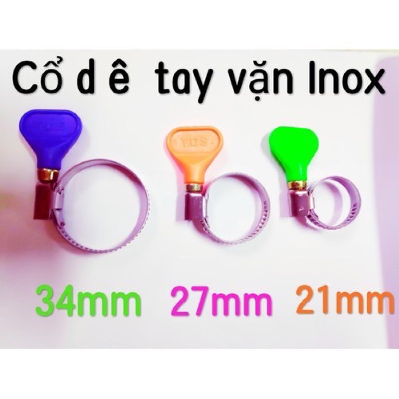 Cổ dê, đai siết ống inox có tay (bướm, van) vặn nhựa -  đủ size - dùng để siết ống tiện lợi dễ sử dụng chắc chắn