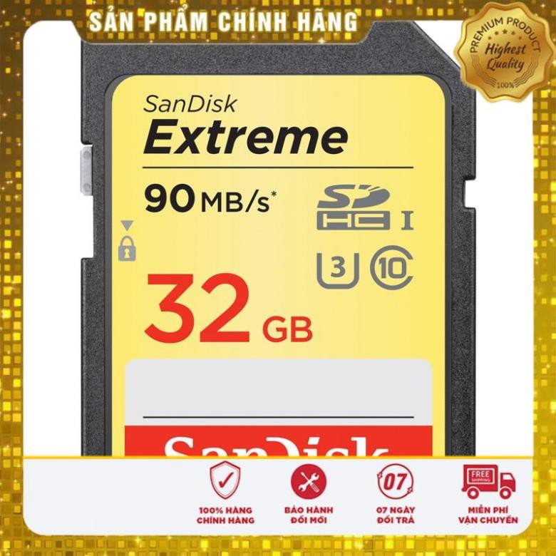 Thẻ nhớ Máy Ảnh SD SanDisk Extreme U3 4K 90MB/s 64GB -> 16GB . Tốc độ cao