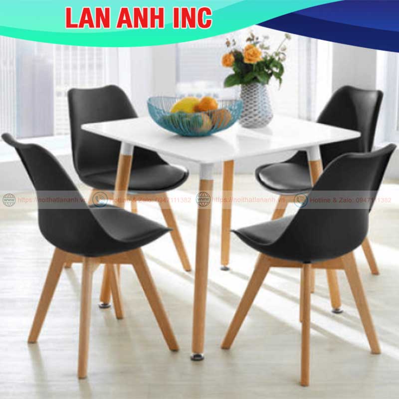 Bàn ăn cafe gỗ vuông hiện đại nhập khẩu giá rẻ Eames LAB07