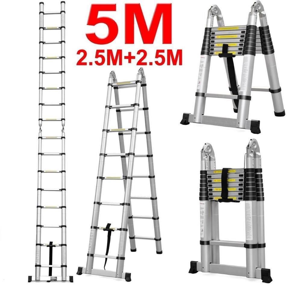 thanh lý thang nhôm rút đôi cao 5m6 giá rẻ