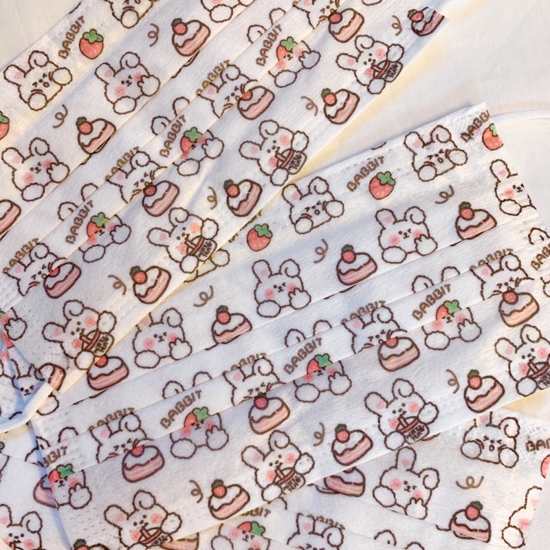 Khẩu trang in hình thỏ dâu - Rabbit and Strawberry