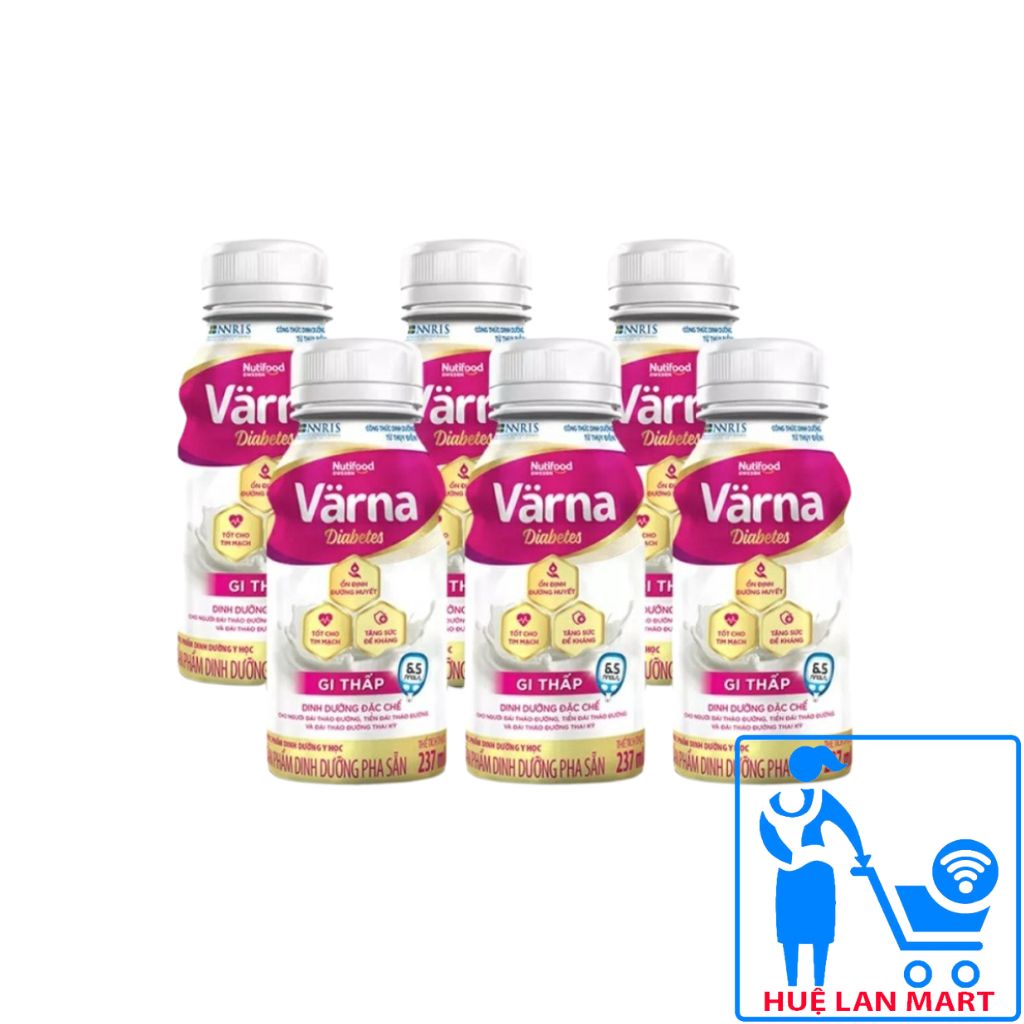 Lốc 6 Chai Sữa Bột Pha Sẵn Varna Diabetes/ Complate Nutifood Dành Cho Người Tiểu Đường 237ml
