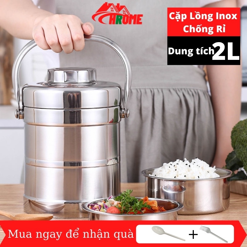 [2L và 1.4L] Cặp Lồng Inox 3 Tầng, Cặp Lồng Giữ Nhiệt Cao Cấp Cách Nhiệt, Cà Mên Inox 2021