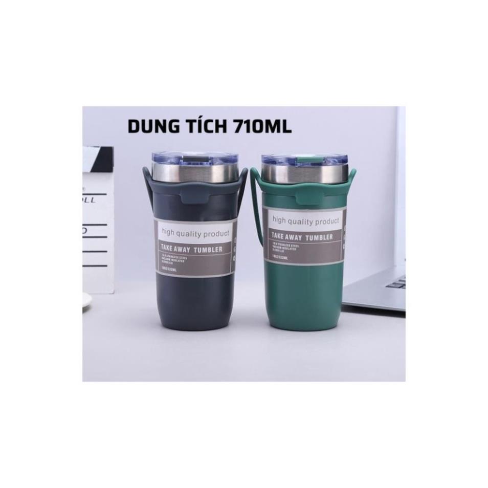 Ly giữ nhiệt chính hãng TUMI, hàng cao cấp, đa năng, có quai silicon xách tiện lợi, dung tích 710ML
