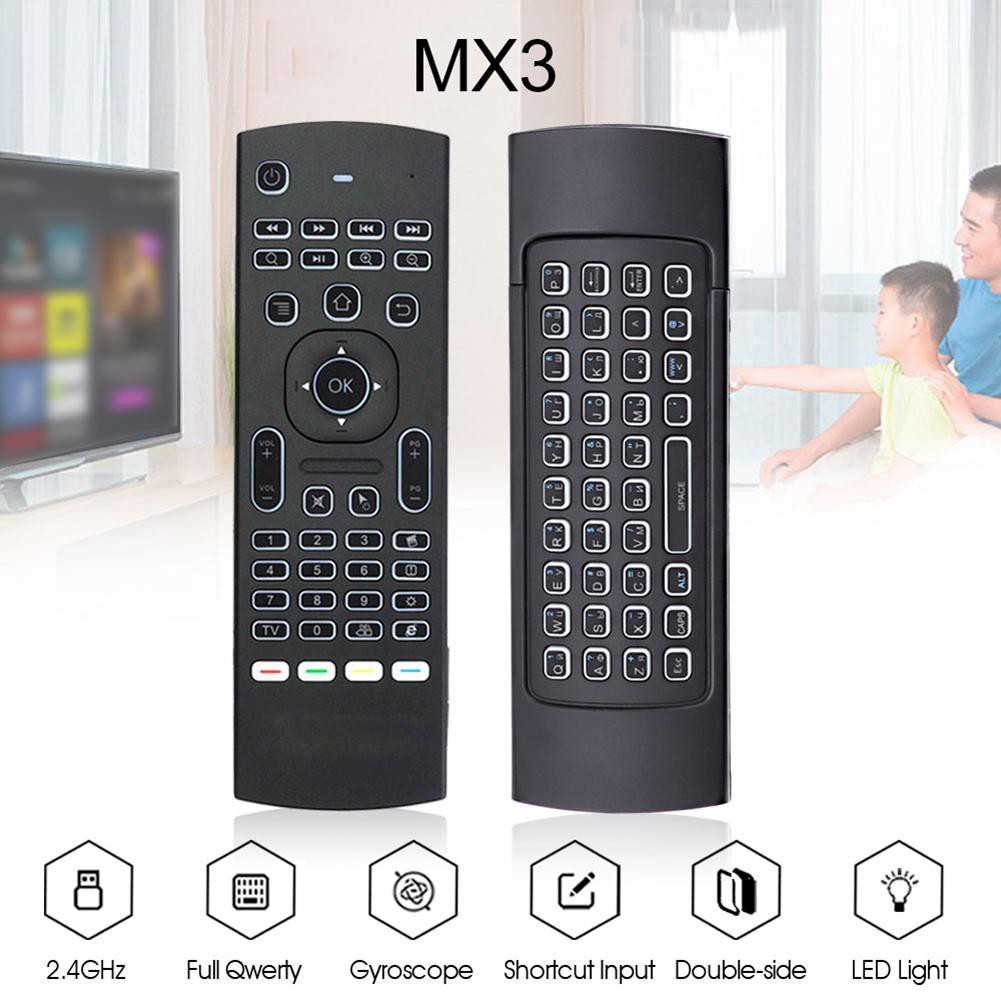 MX3 Backlit Air Mouse T3 Google Smart Remote Control Bàn phím không dây IR 2.4G RF cho X96 mini H96 MAX X2 PRO Android TV