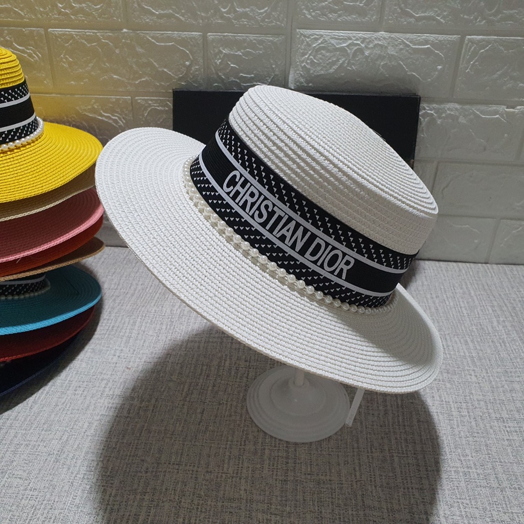 Mũ Cói đi biển đi vành nhỏ cao cấp đính hạt sang chảnh