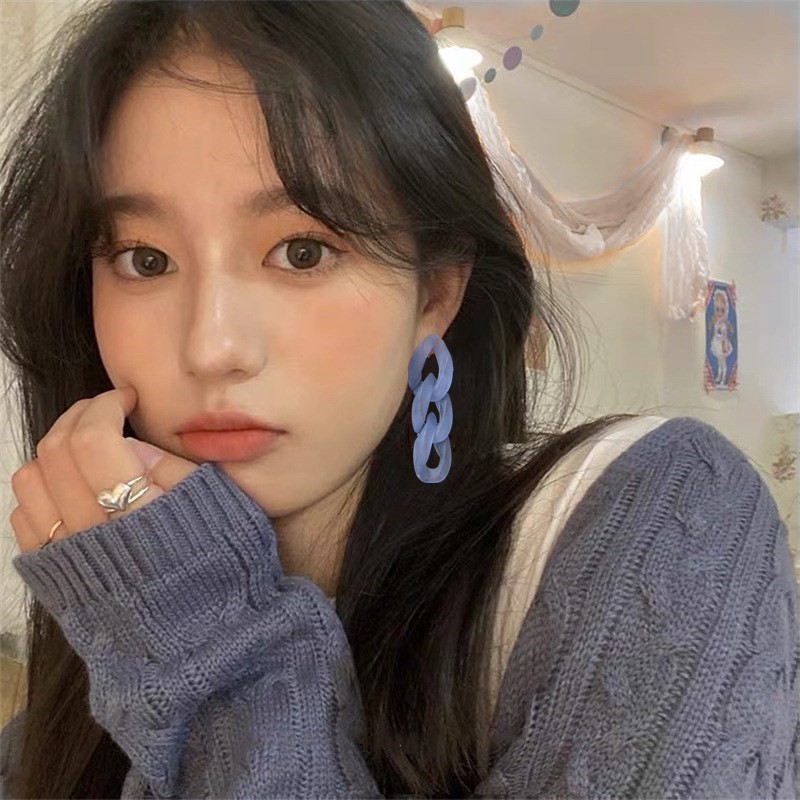 Khuyên tai chuỗi xích phong cách Hàn Quốc C34 (4 màu)