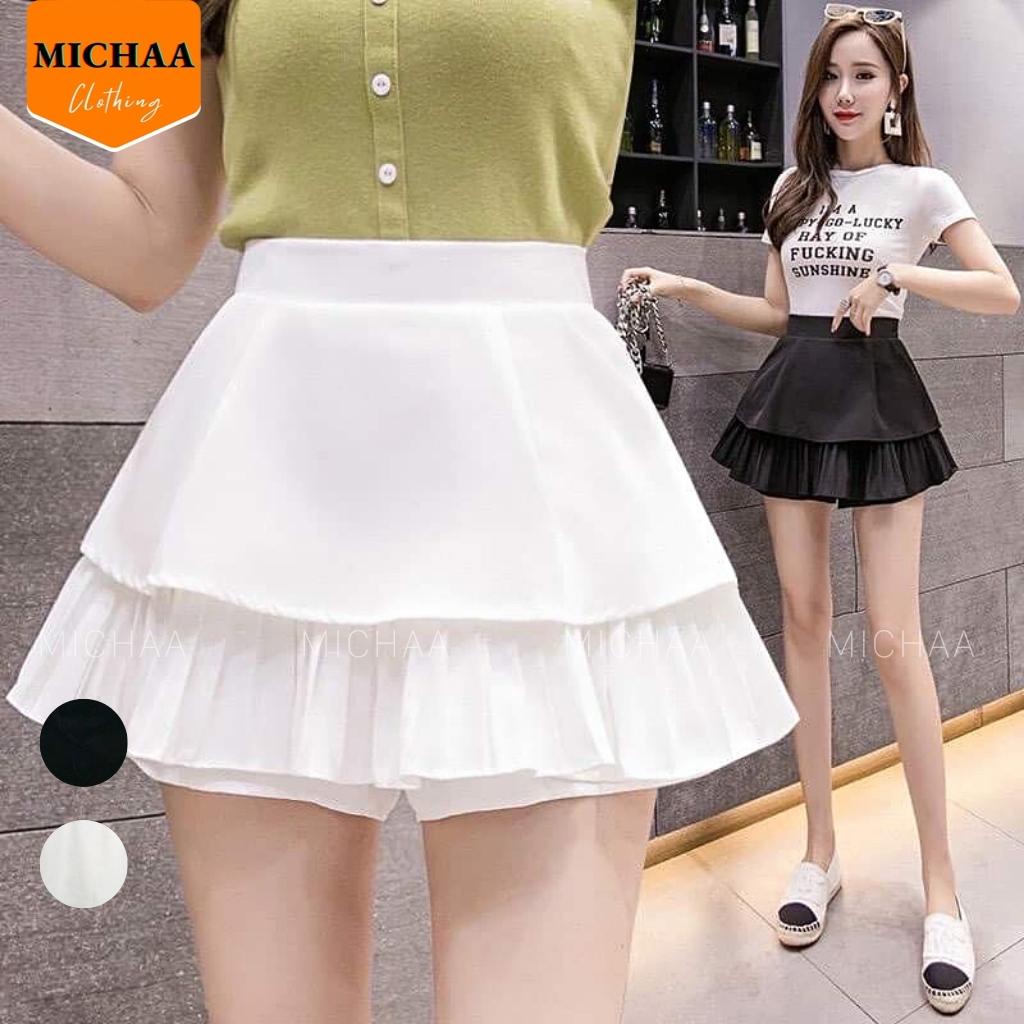 Chân Váy XẾP LY 2 TẦNG Ngắn Dáng Xòe Lưng Cạp Cao Tennis Có Lót Trong - MICHAA