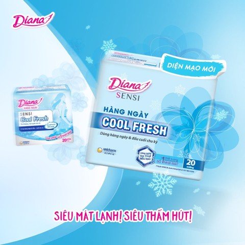 [Tặng Kèm Gói 8 Miếng] Băng Vệ Sinh Diana Sensi Hằng Ngày Cool Fresh - 2 Gói x 20 Miếng [che tên sản phẩm khi giao hàng]