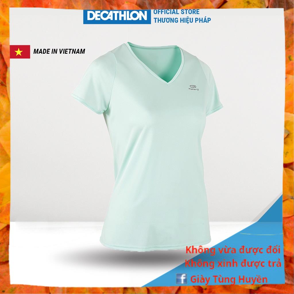 Áo thun thể thao nữ DECATHLON run dry chuyên chạy bộ nhanh khô - xanh lá cây nhạt ..