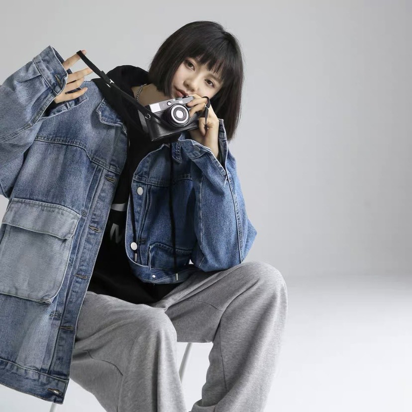 Jacket jean trơn