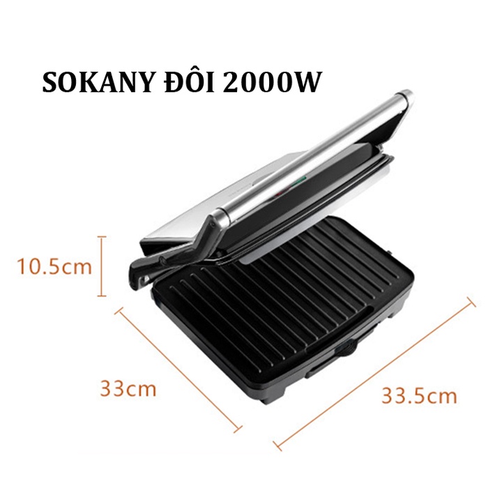 [Mã ELHADEV giảm 4% đơn 300K] Máy ép bánh mỳ, máy kẹp nướng bánh mì đa năng 1400W Chính hãng SOKANY [BH 12 Tháng]