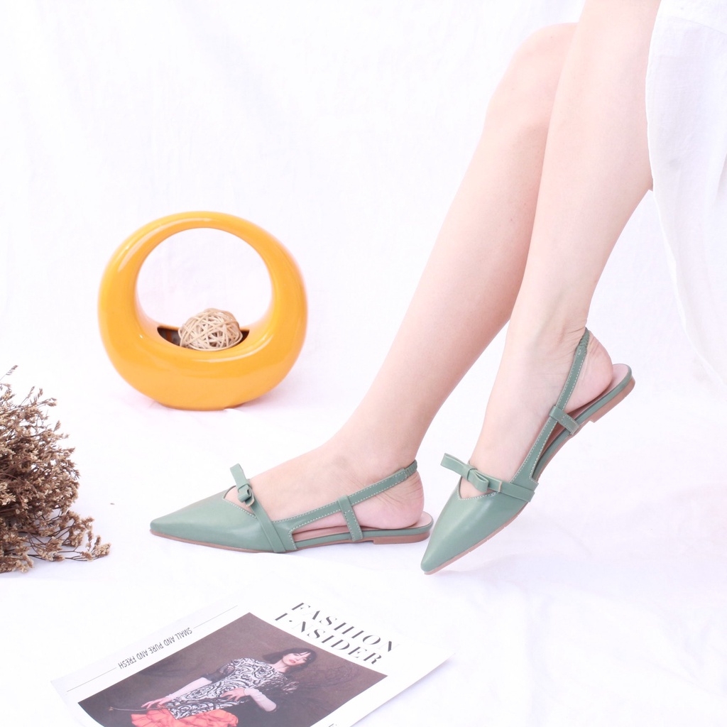 Giày Sục Nữ 1cm Nơ Nhí Mũi Nhọn Pixie X757