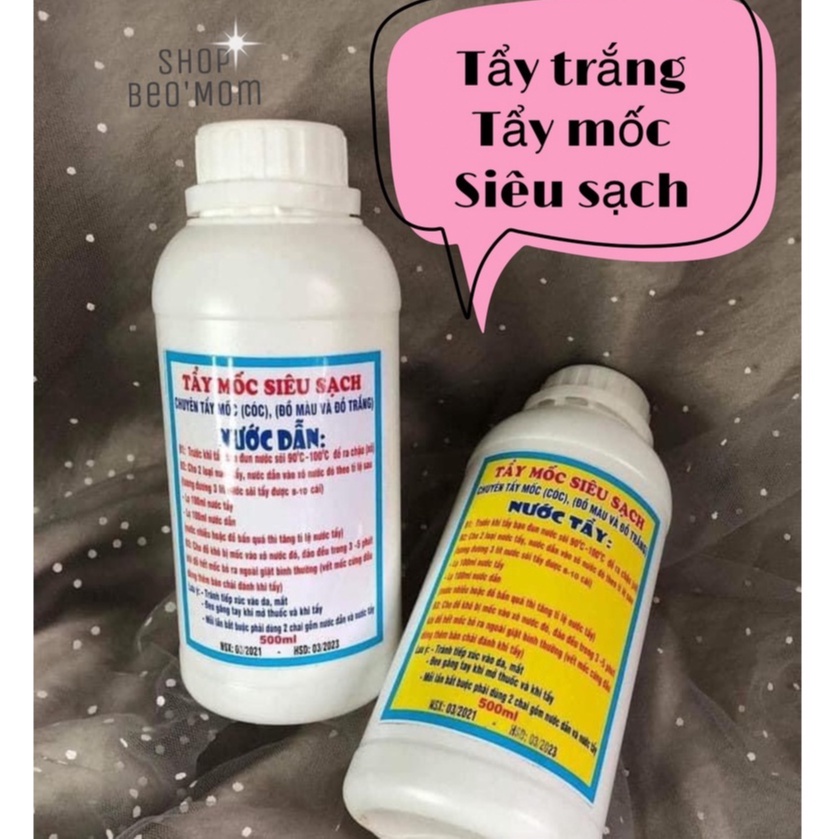 Nước tẩy mốc quần áo, tẩy sạch quần áo trắng, không làm phai màu gốc, hiệu quả, siêu sạch (Bộ đôi)