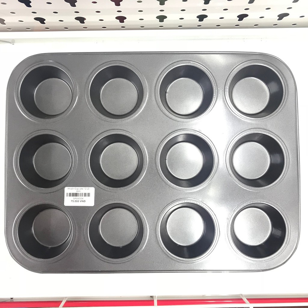 Khuôn cupcake 12 lỗ đen