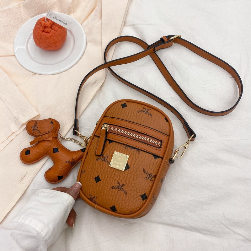 Túi IELGY đeo chéo dáng vuông nhỏ in họa tiết thời trang Hàn Quốc