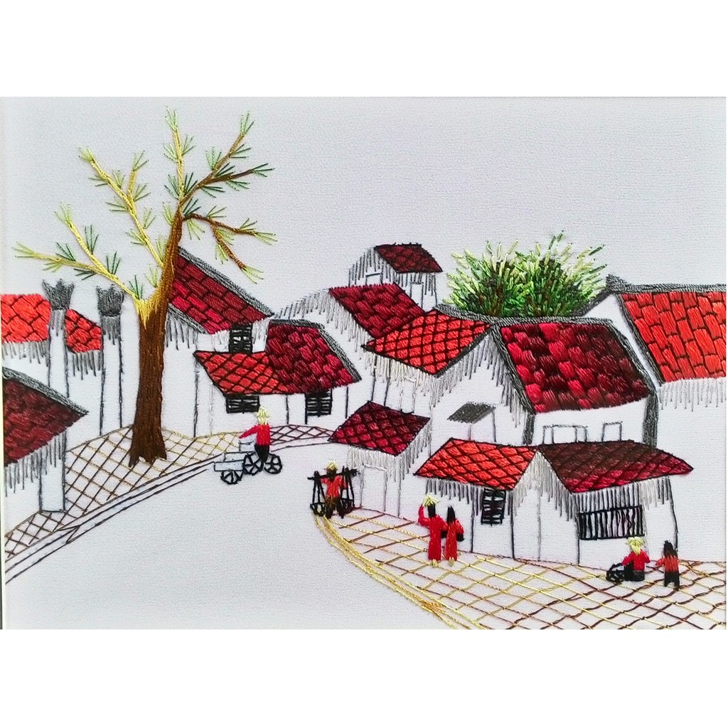 Tranh thêu tay Phố cổ Hà Nội 20x25cm PC001