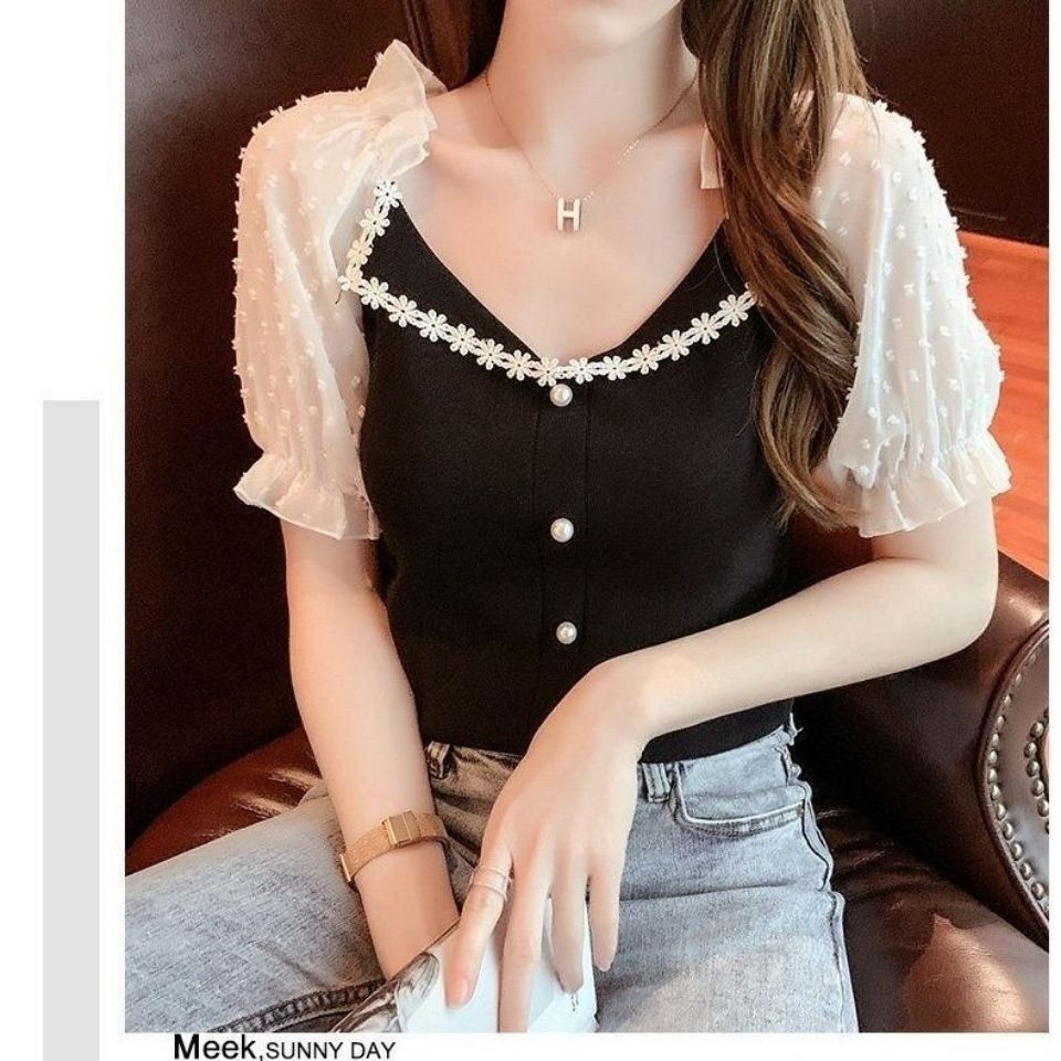 Áo Chiffon Co Giãn Ngắn Tay Thời Trang Mùa Hè 2022 Dành Cho Nữ
