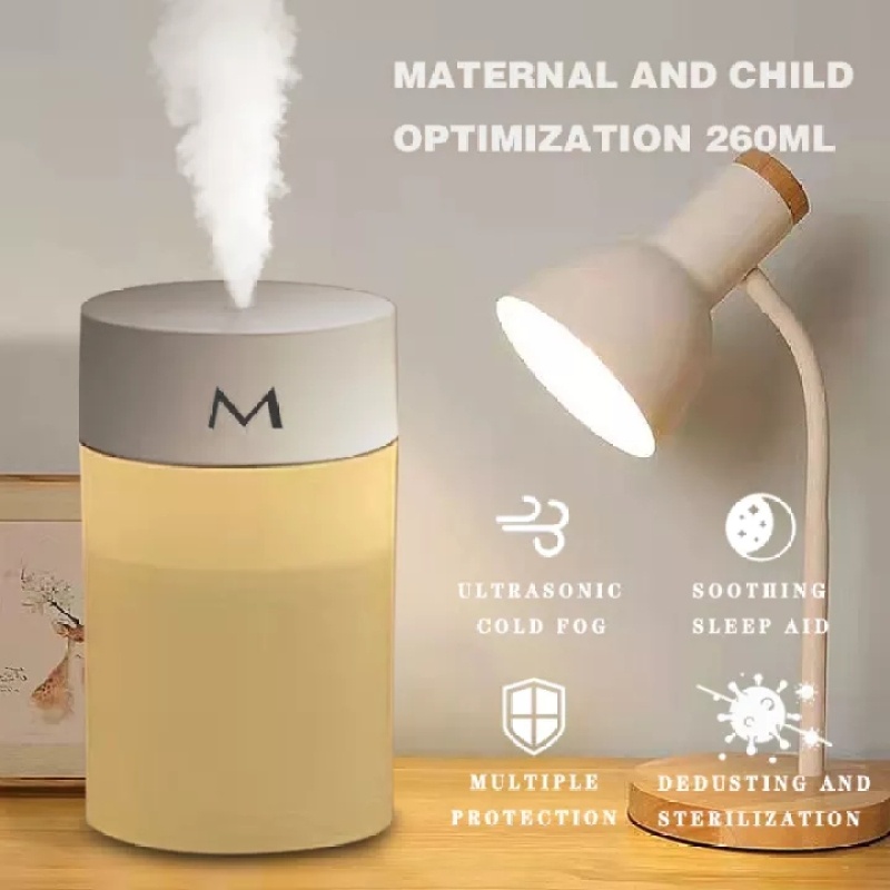 [Hàng mới về] Máy tạo độ ẩm không khí mini 200ml có đèn led