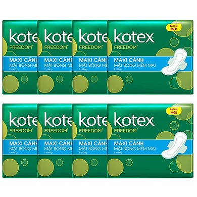 ComBo 8 Gói Kotex Freedom Dày cánh - Mỗi Gói 8 Miếng - HSD Luôn Mới