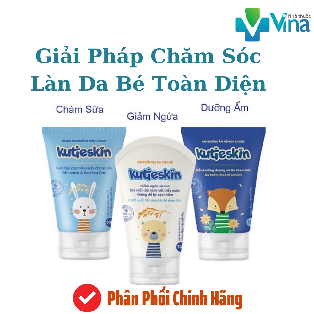 Kutieskin- Bộ sản phẩm chăm sóc làn da bé [DƯỠNG ẨM, CHÀM SỮA, NGỨA, HĂM, KUTIE SKIN] 30gr