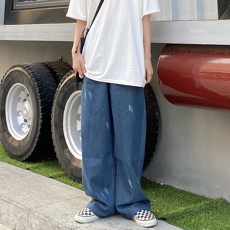 Quần Jeans Ống Rộng Phong Cách Hàn Quốc Cá Tính