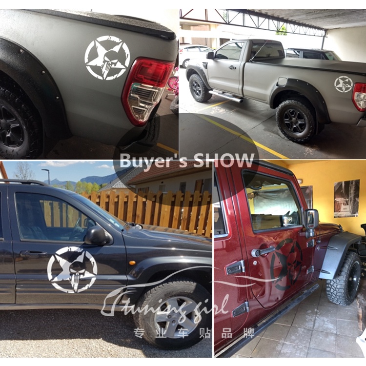 Miếng Dán Phản Quang Trang Trí Nắp Bình Xăng Xe Hơi / Laptop / Mũ Bảo Hiểm Hình Đầu Lâu / Ngôi Sao