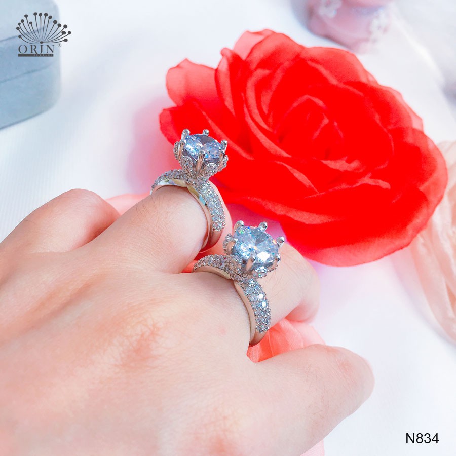 Nhẫn bạc nữ đá nhô cao bền màu cao cấp Orin N834