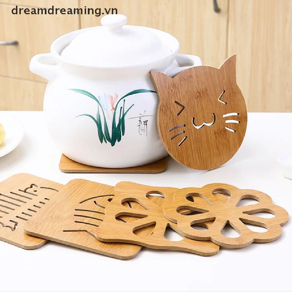 1 Miếng Lót Nồi Bằng Gỗ Tre Dày Chống Trượt Tiện Lợi