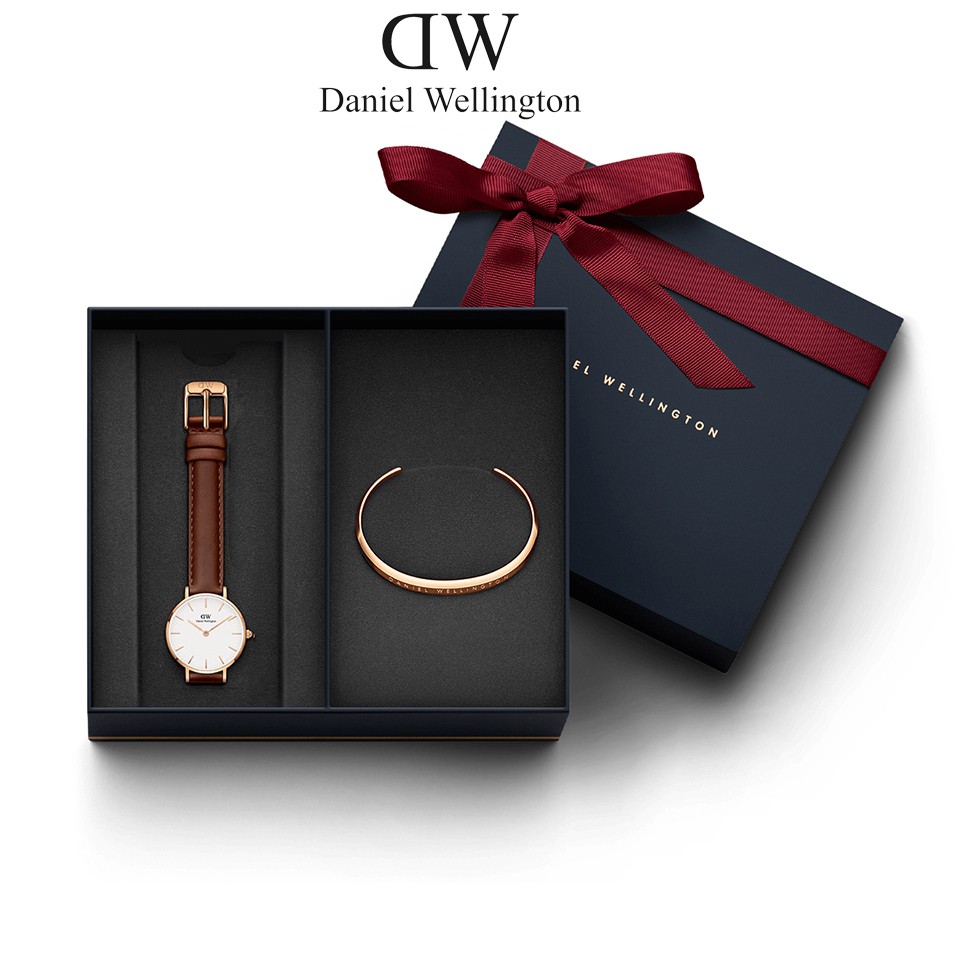 Đồng hồ nữ Daniel Wellington Classic Petite Dây da 32mm 28mm & Vòng tay DW Classic Cuff tặng kèm Dây chuyền DW