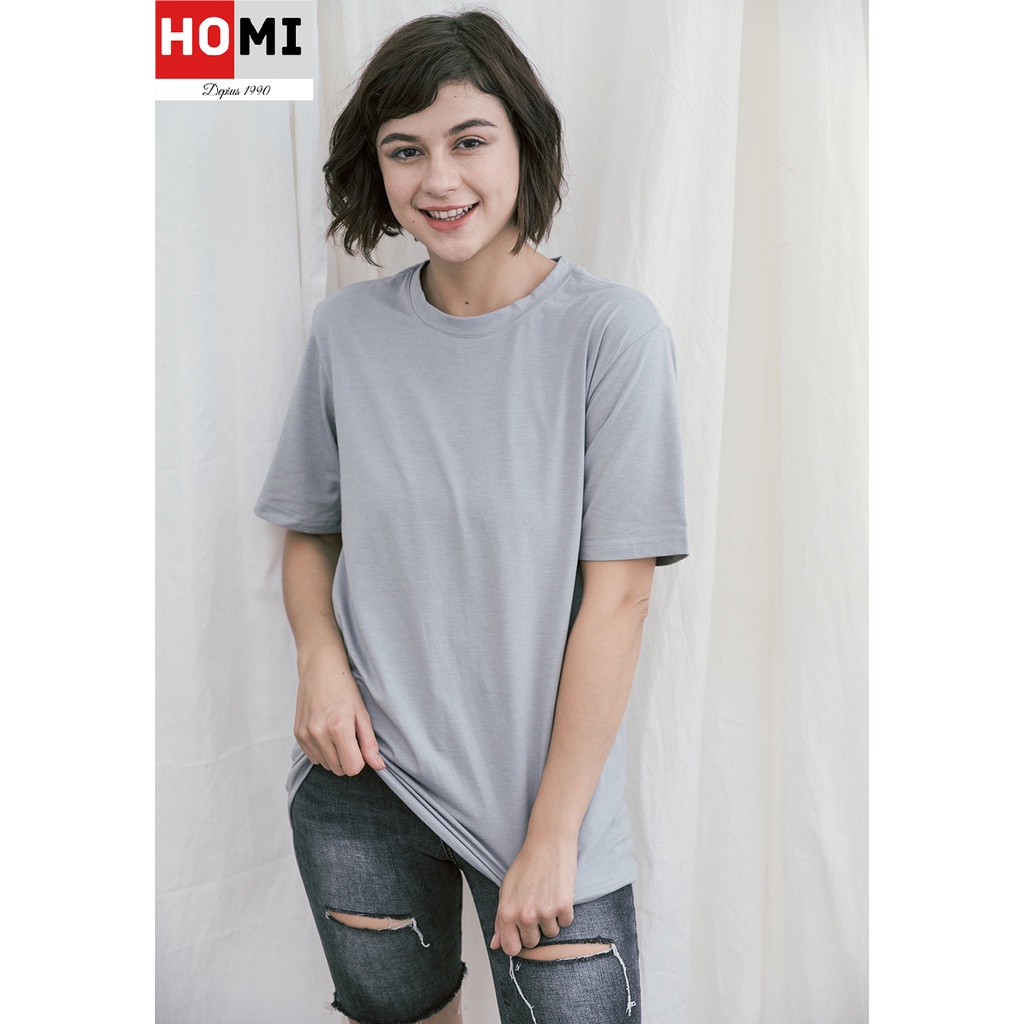 Áo Thun Basic Trơn Unisex 100% cotton, áo form nam nữ tay lỡ 5 màu trắng, đen, Xám, Nâu, Đỏ-HOMI Fashion