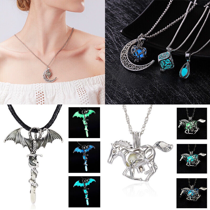 Vòng cổ Mặt Hình Trái Tim / Mèo / Rồng Dạ Quang