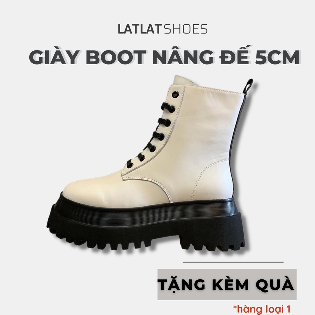 Giày bốt nữ cổ cao nâng đế 5cm trending, siêu xinh - Giày bốt nữ giá rẻ - Giày nữ da PU cổ cao